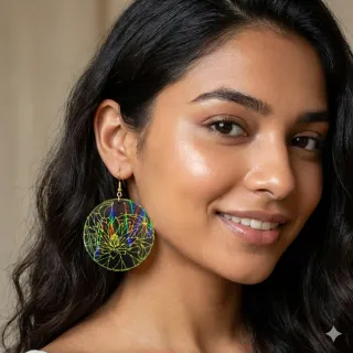 Orecchini Zen Olografici Rotondi Floreali