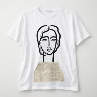 Camiseta blanca con estampado de rostro ZARA