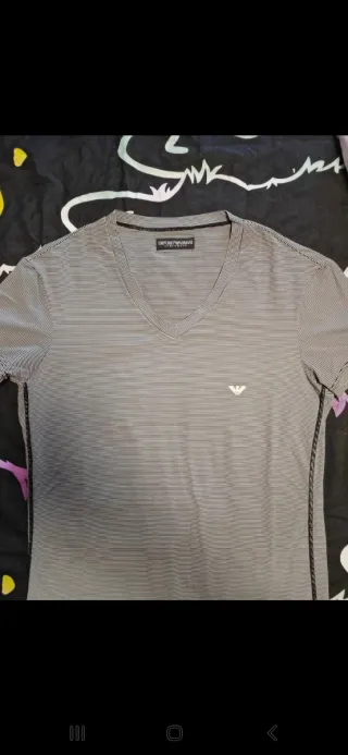 Camiseta Emporio Armani Rayas Grises y Blancas