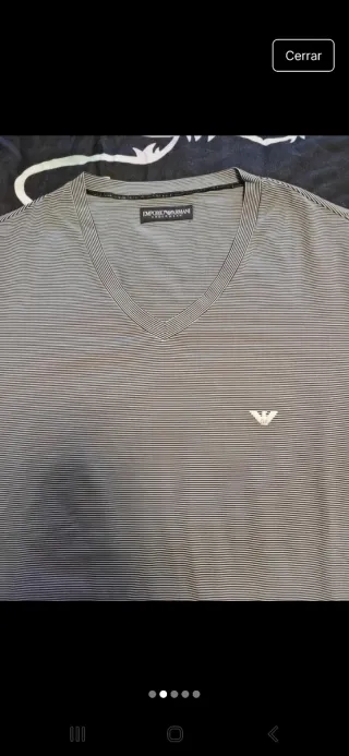 Camiseta Emporio Armani Rayas Grises y Blancas