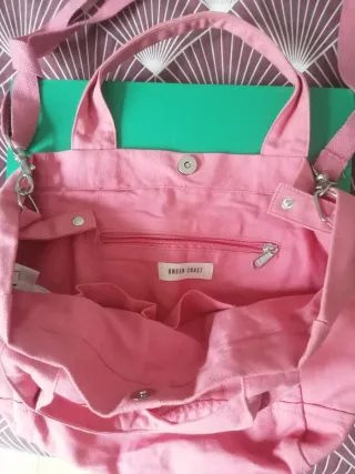 Bolso de Hombro Green Coast color rosa. Algodón