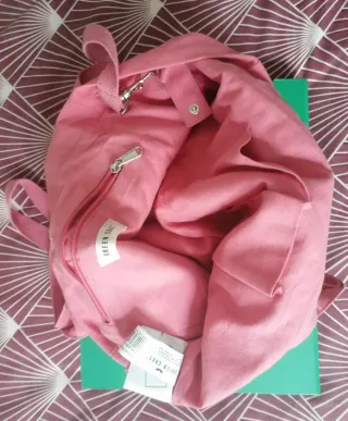 Bolso de Hombro Green Coast color rosa. Algodón