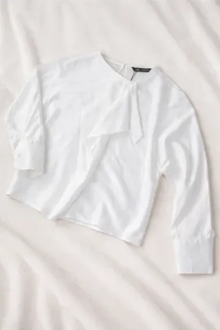 Blusa Zara Blanca Manga Larga
