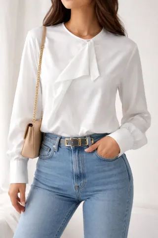 Blusa Zara Blanca Manga Larga