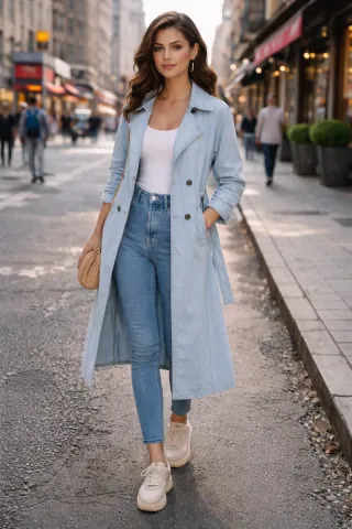 Gabardina vaquera larga mujer