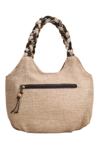 Borsa donna beige e multicolor
