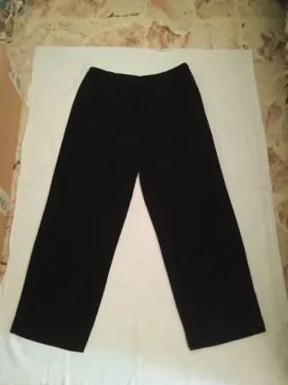 Pantaloni a gamba ampia neri con zip laterale donn