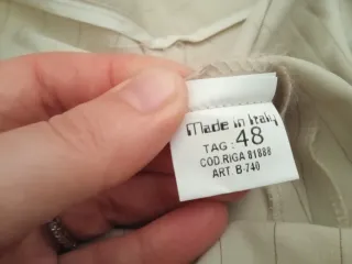 Pantaloni donna beige a gamba ampia a righe