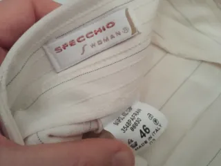 Pantaloni donna a gamba ampia panna rigati