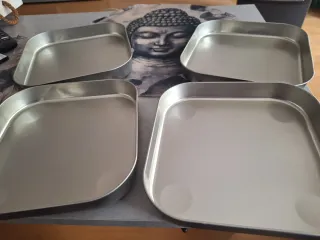 4 Bandejas Cuadradas Plástico