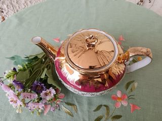 Teiera Bavarese Porcellana Oro e Bianco