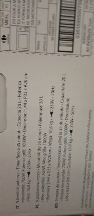 Microondas con grill 20L 700W