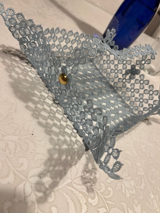 Cesto portaoggetti in pizzo azzurro