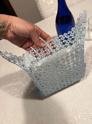 Cesto portaoggetti in pizzo azzurro