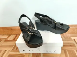 Sandalias de cuña negras talla 39