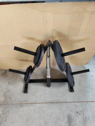 Soporte árbol discos pesas mancuernas