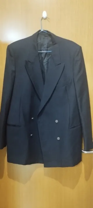 Blazer cruzado azul marino de pura lana