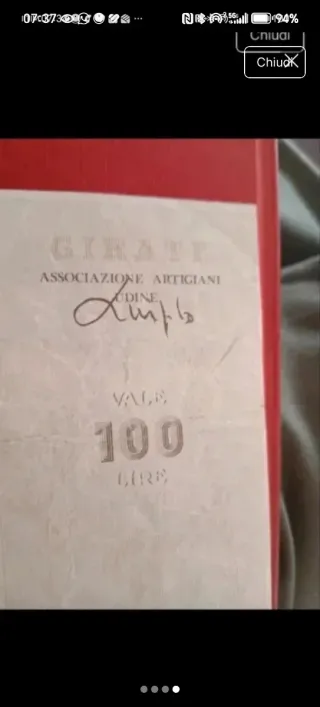 Mini assegno 100 lire 1977