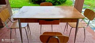 Tavolo vintage 4 sedie Design in formica marrone