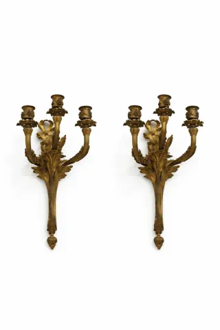 Antiguos apliques de bronce 3 luces