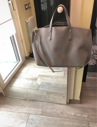 Borsa grande in pelle grigia