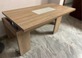 Mesa auxiliar madera y cristal