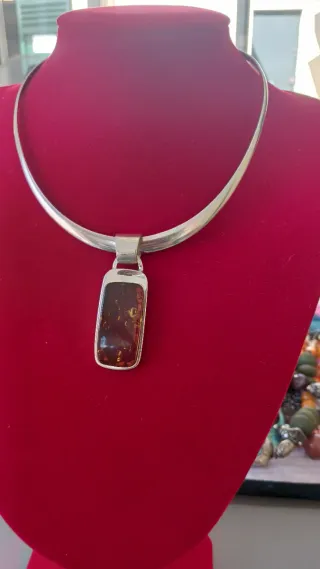 Colgante Plata y Ámbar del báltico