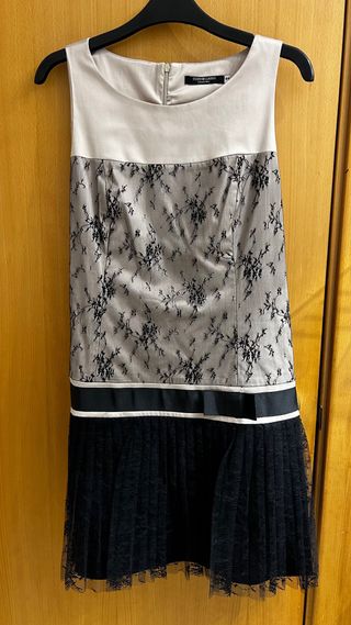 Vestido de ceremonia negro y veig.