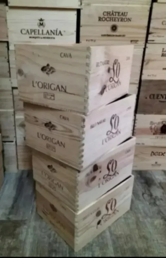 4 Cajas Madera Almacenaje Vinilos Estantería