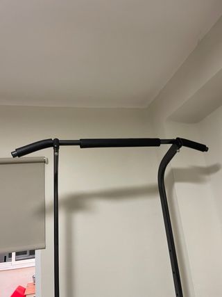 Barra dominadas con pareja de mancuernas como nuev