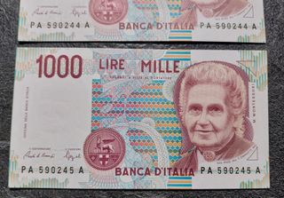 3 pezzi 1000 Lire Montessori 1990