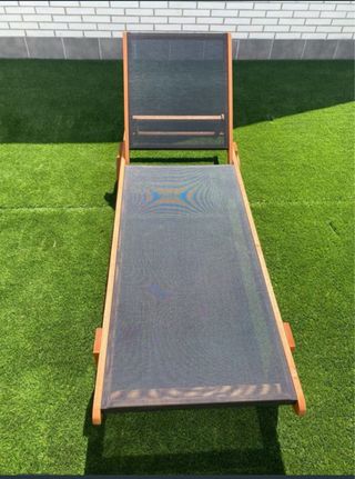 Tumbona madera y textilene negro