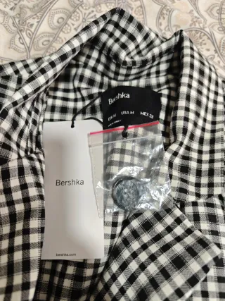 Vestido blazer cuadros blanco y negro