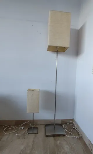 Lámpara de pie y sobremesa beige/plata