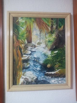 Cuadro al óleo paisaje río