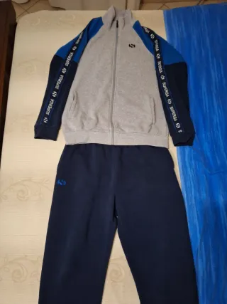 Tuta Superga pile uomo grigio/blu