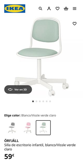 Silla de escritorio azul y blanca