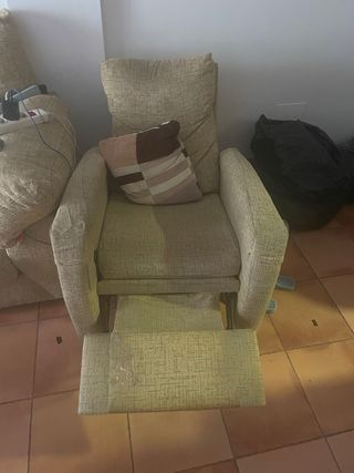 Sillón Relax Tela Beige y Multicolor Recoger