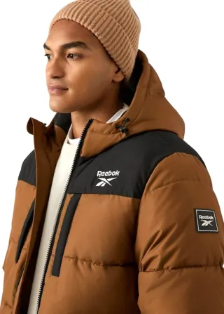 Reebok Parka Puffer Chaquetón Marrón y Negro