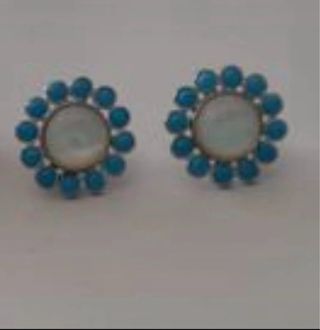 Pendientes XL Camille Turquesa y Blanco
