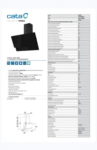 Campana Extractora Cristal Negro Cata 70cm