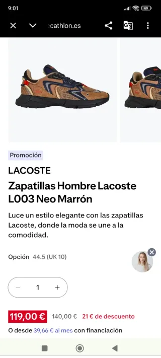 Zapatillas Lacoste L003 Neo Hombre Marrón