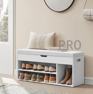 Banco zapatero de almacenamiento con cojín