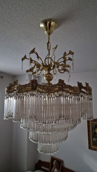 Lampara de techo de lágrimas de cristal