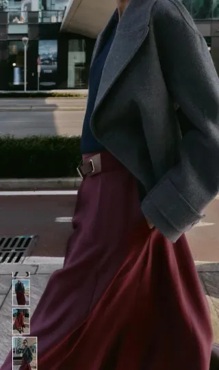 Falda midi Zara morada con cinturón