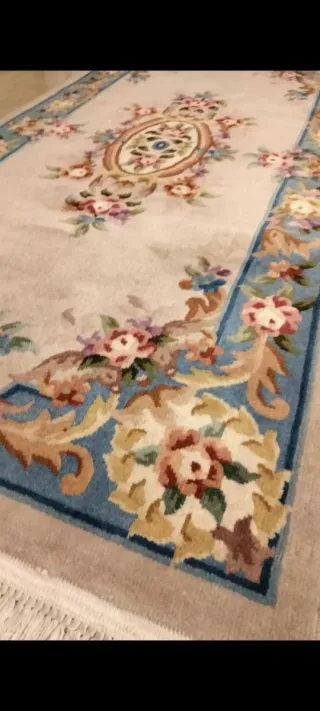 Tappeto cinese beige con fiori