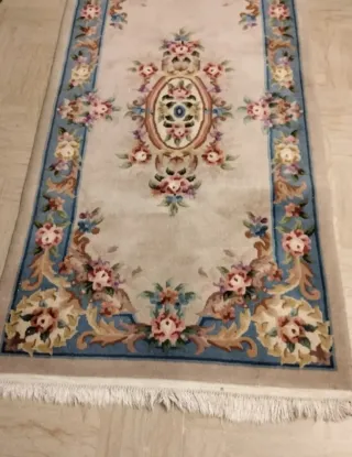 Tappeto cinese beige con fiori