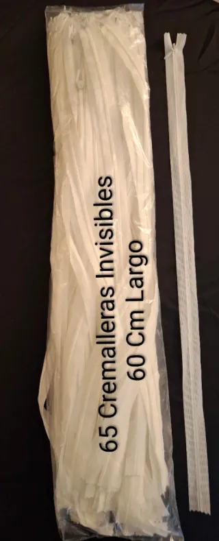 65 Cremalleras Invisibles 60cm. Color Blanco Roto.