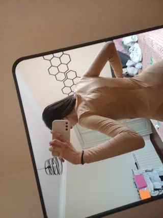 Tuta jumpsuit beige XS con zip posteriore