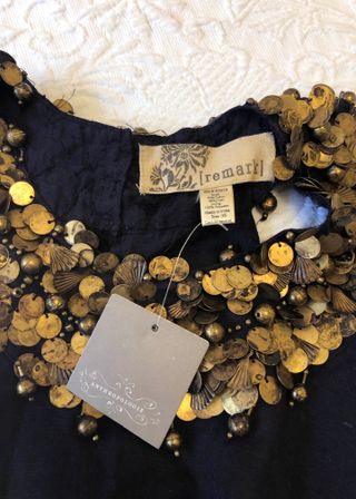 Vestido negro y dorado de Anthropologie, XS